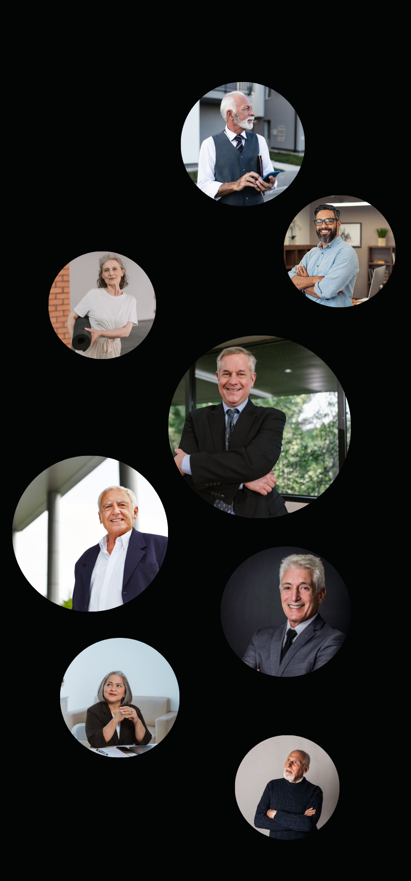 Mosaic of aging Finnish small business owners approaching retirement