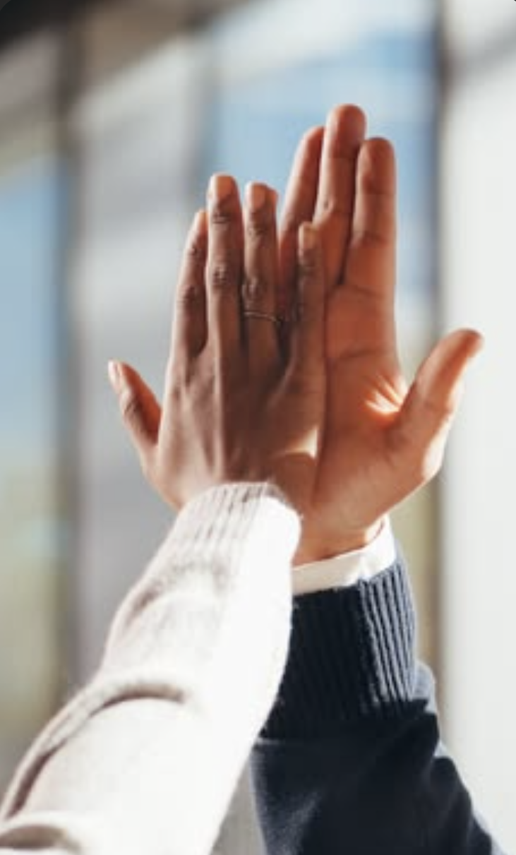 Two investors high-fiving, representing partnership and alignment